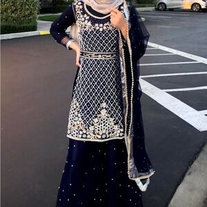 Navy blue Indian sharara